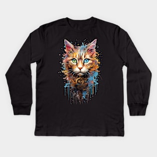 Machine Cat Mechanical Cat Kids Long Sleeve T-Shirt